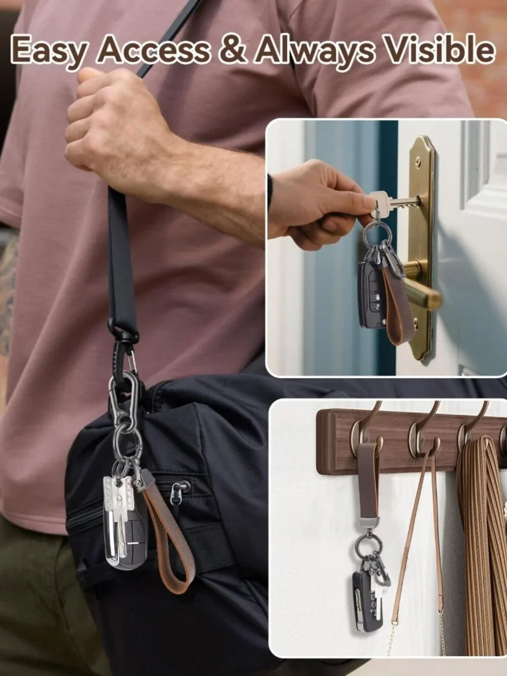 Stylish Leather Key Chain for Men | Car Key Holder with Durable Strap